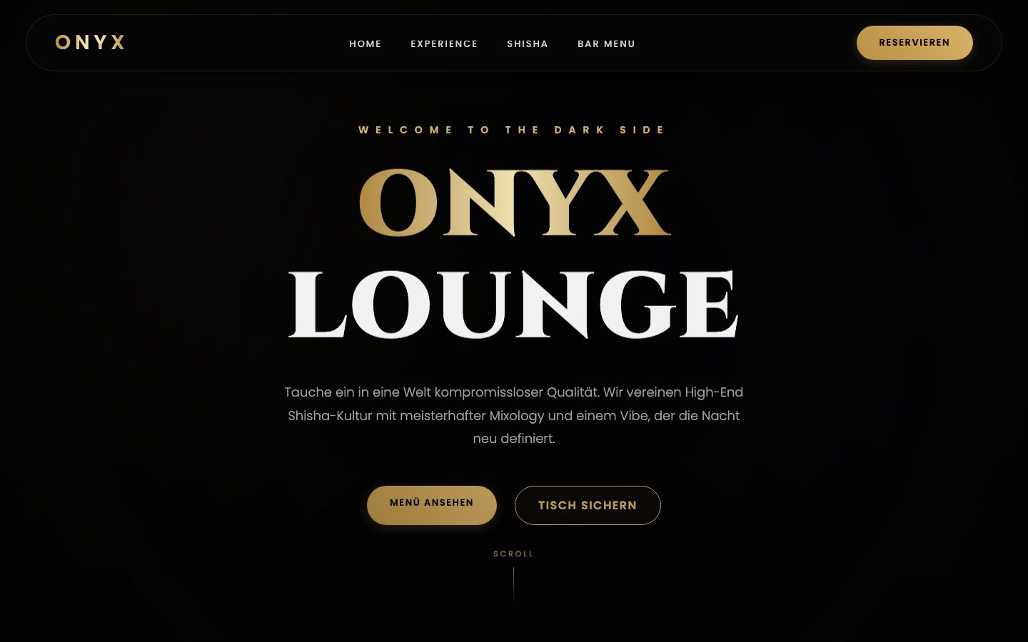 Shisha Lounge Konzept: Website Design für Shisha Bar von Onyx One Agency